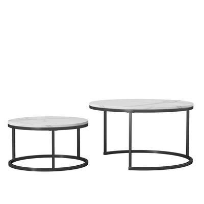 Nesting Coffee Tables Accent The Home Depot Nesting Coffee Tables Accent, Modern Round Coffee Table Set With Stone 2 Piece Black White