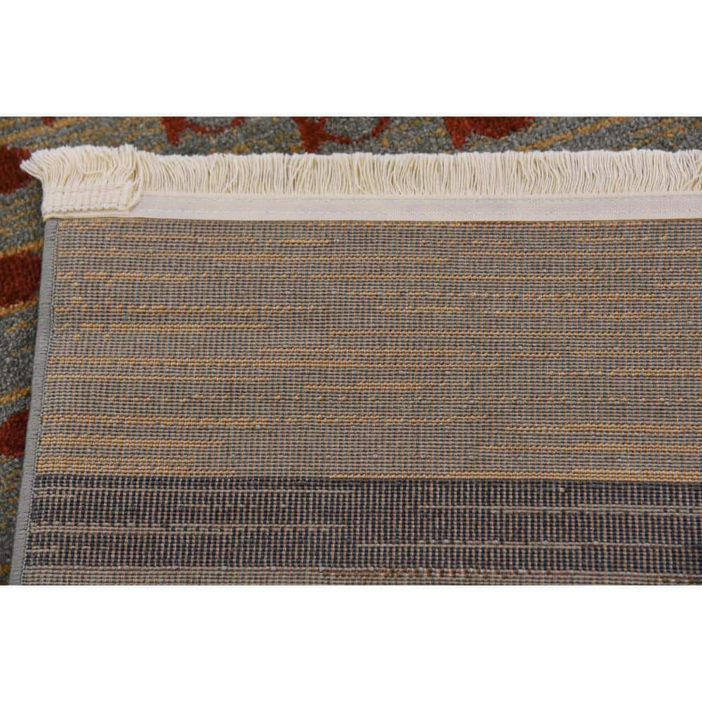 Blue and Beige Striped Synthetic 5' x 8' Area Rug