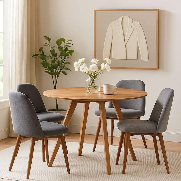 Temi Mango Wood 47 in. W Round Dining Table Seats 4