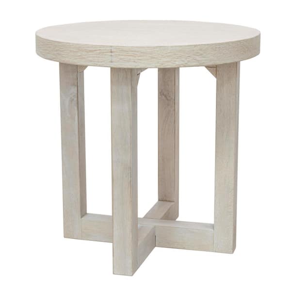 East At Main X Base 22 in. Whitewash Standard Round Bayer Wood End