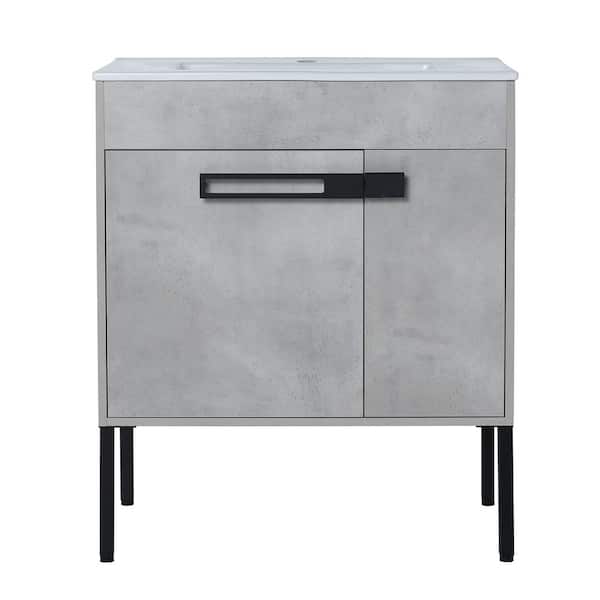 Unbranded Jasper 29.3 in. W x 17.9. in D. x 34.3 in. H Bath Vanity in Grey with White Ceramic Top
