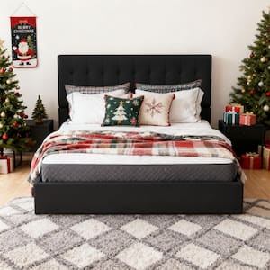 Ahokua Black Frame Full Size Upholstered Platform Bed with Lift-up
