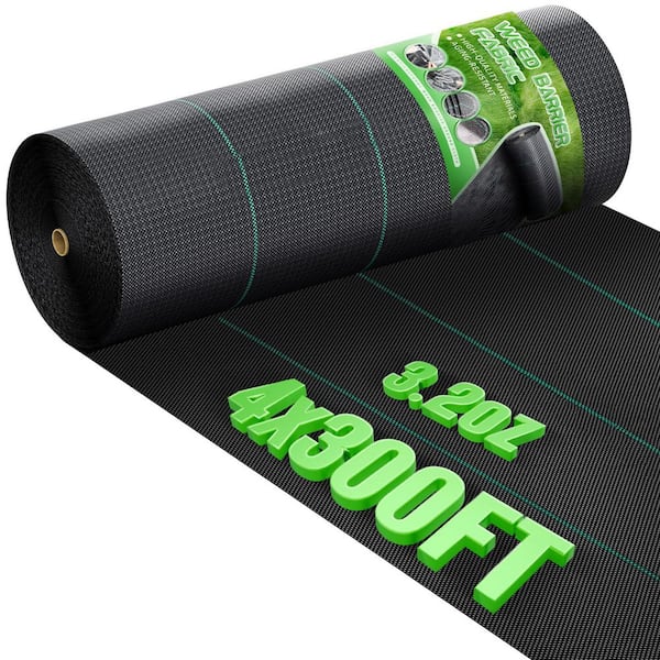 4ft W x 300ft L Heavy Duty Woven Landscape Fabric Outdoor Weed Barrier Erosion Control Ground Cover Mat 1 Roll
