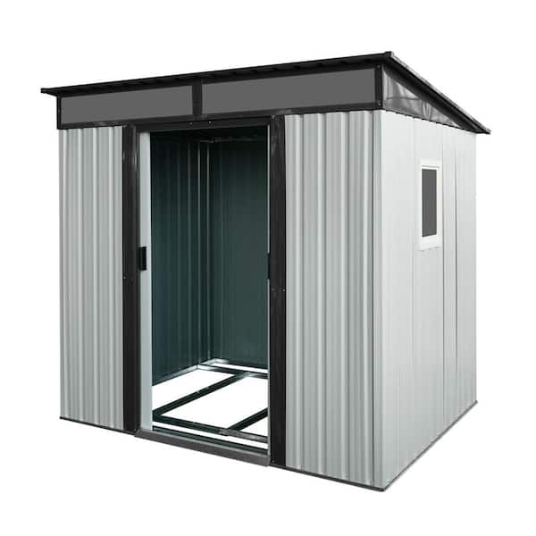 6 ft. W x 5 ft. D Outdoor Metal Storage Shed with Metal Foundation and Transparent Plate for Garden, Lawn 30 sq. ft.