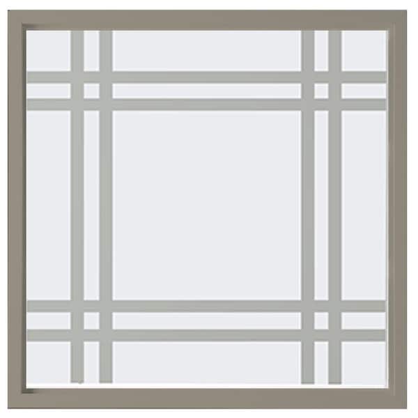 23.5 in. x 23.5 in. Prairie Decorative Glass Picture Vinyl Window - Driftwood