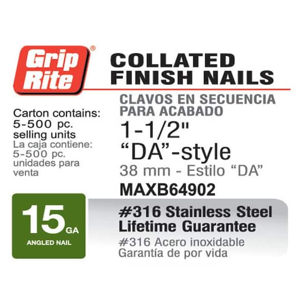 Grip-Rite 15-Gauge Galvanized 34 Degree DA-Style Angled Finish Nail, 2-1/2  In. (4000 Ct.) - Gillman Home Center