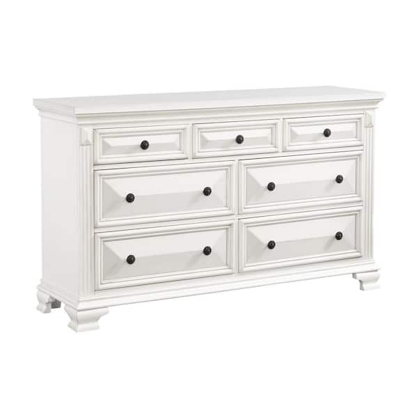 Picket House Furnishings Trent Antique White 7 Drawer 64 in. Wide Dresser