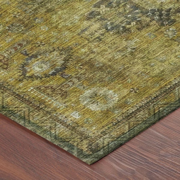 Chantille Machine Washable Indoor/Outdoor Abstract ACN2808 Gold 2 ft. x 7 ft. Runner Rug