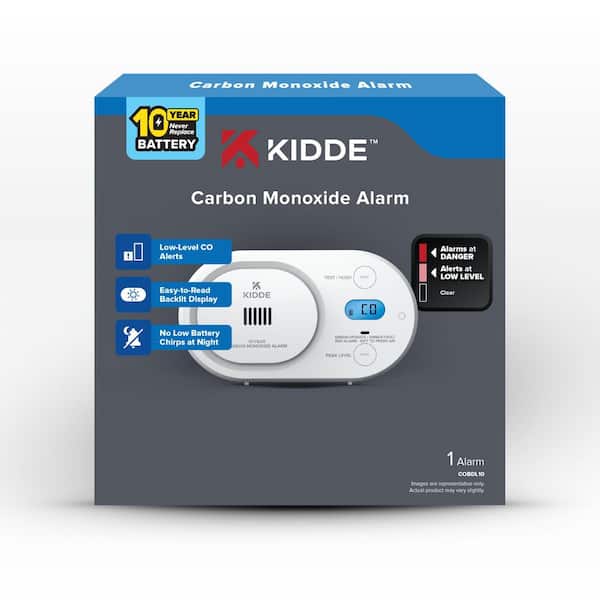 10-Year Battery Carbon Monoxide Detector with Low-Level CO Alerts and Digital Backlit Display, COBDL10