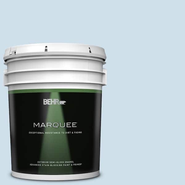 BEHR MARQUEE 5 gal. #560A-1 Pale Sky Semi-Gloss Enamel Exterior Paint & Primer