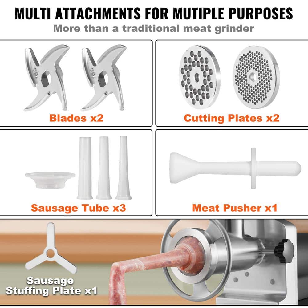 Heavy Duty Stainless Steel Electric Meat Grinder with Sausage Stuffer