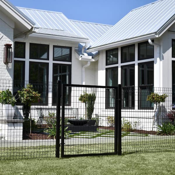 Deco Grid 4 ft. x 6 ft. Black Steel Fence Panel