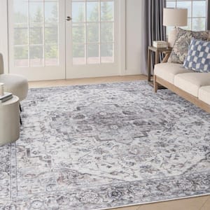 Machine Washable Series 1 Ivory Beige 10 ft. x 14 ft. Distressed Traditional Area Rug