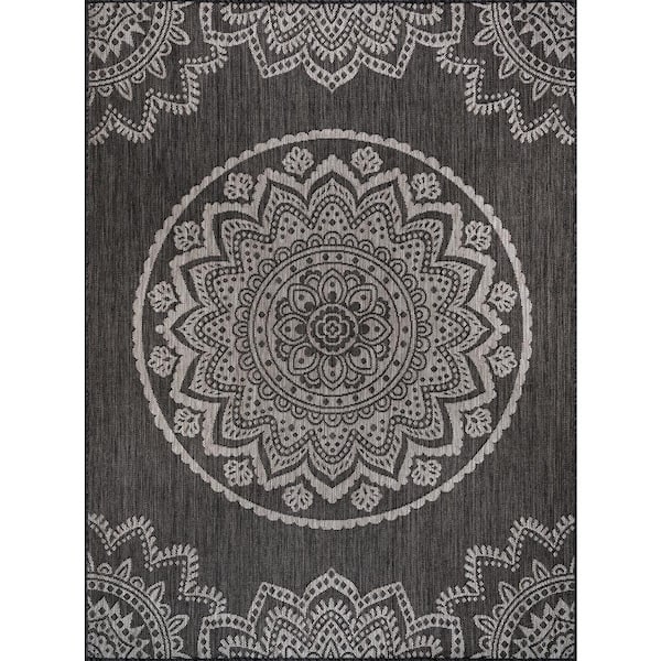 CAMILSON Dark Grey/Cream 3 ft. x 5 ft. Bordered Area Rug