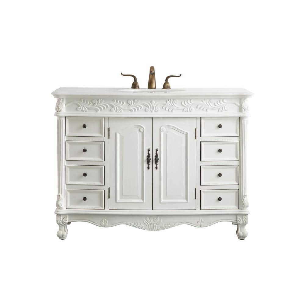 Simply Living 48 in. W x 22 in. D x 36 in. H Bath Vanity in Antique White w