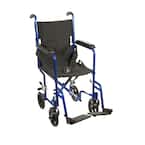 Drive Medical Blue Lightweight Transport Wheelchair, 19 Seat 