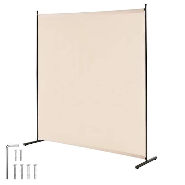 Room Divider, 6 ft. Single Panel Privacy Screen, Freestanding Partition for Room Separation Beige Polywire