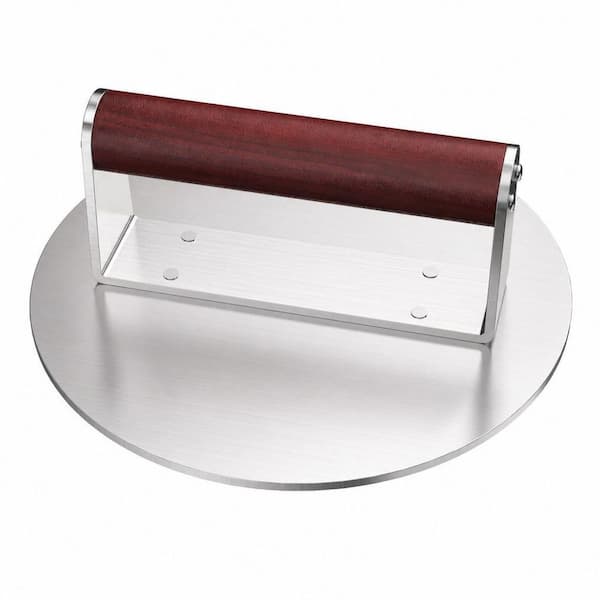 8.5 in. Stainless Steel Smashed Burger Press for Crispy Smash Burgers, BBQs and Tailgates, Round and Flat Edge