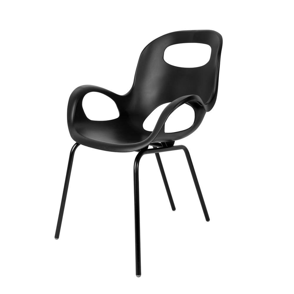 Matte Black Steel Cut-Out Outdoor Dining Chair