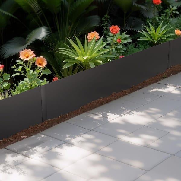 6 Packs, 40 x 6 in. Steel Edging, Rust-Resistant, Bendable, Garden Pathway, Easy Installation, 0.06 in. H, Black