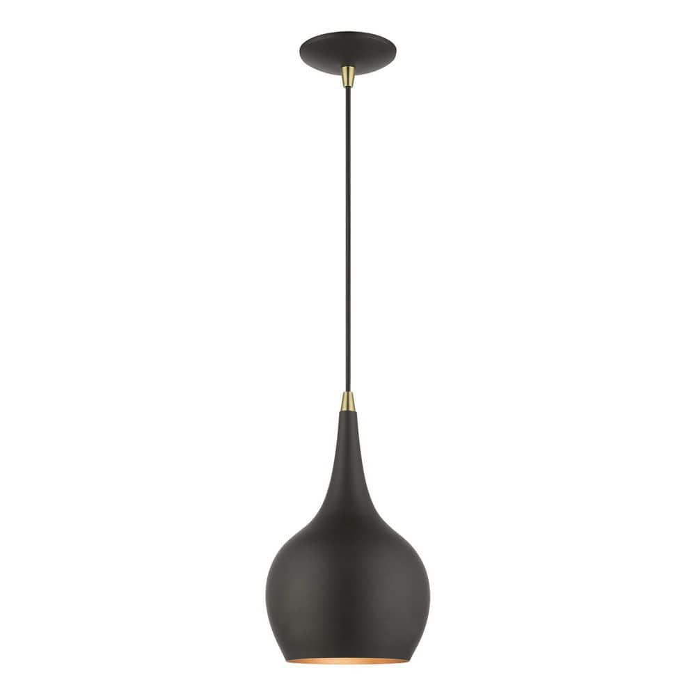Pollydale 1-Light Black Mini Pendant with Antique Brass Accents price history on PriceWatchPro
