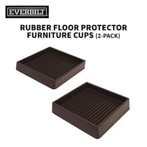 3 in. Brown Square Smooth Rubber Floor Protector Furniture Cups for Carpet & Hard Floors (2-Pack)