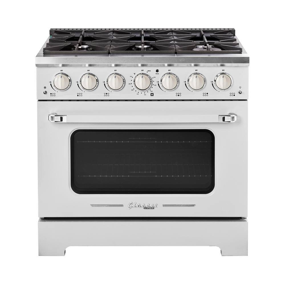 Marshmallow White 36" Retro Freestanding Gas Range with Convection Oven