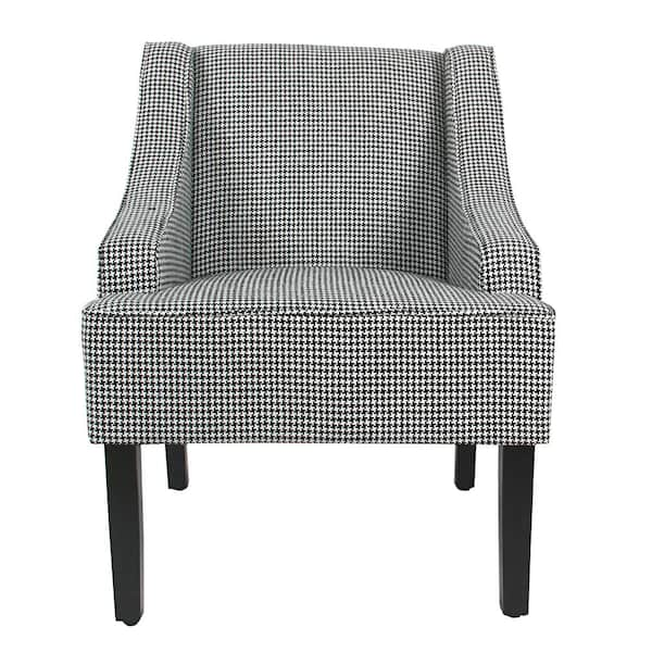 Homepop Ebony Houndstooth Black Classic Swoop Accent Chair K6499