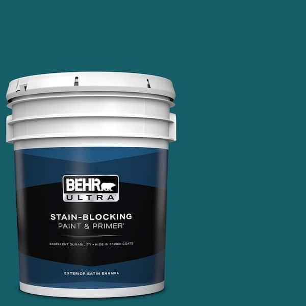 BEHR ULTRA 5 gal. #S-H-530 Tropical Skies Satin Enamel Exterior Paint & Primer