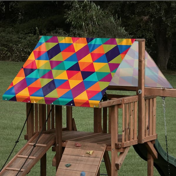 Monkey Bar TARPS 45.5 in. x 133.5 in. Rainbow Triangle Playset Tarp (026): 13 oz. Vinyl Canopy Roof for Playsets