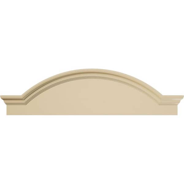 Ekena Millwork 50-in W x 13-1/2-in H x 2-1/2-in P Segment Arch W/Flankers Smooth Signature Urethane Pediment, Primed Tan