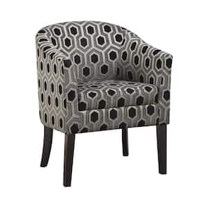 Grey and Black Barrel Back Accent Chair