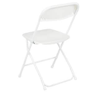 White Plastic Seat with Metal Frame Folding Chair (Set of 2)