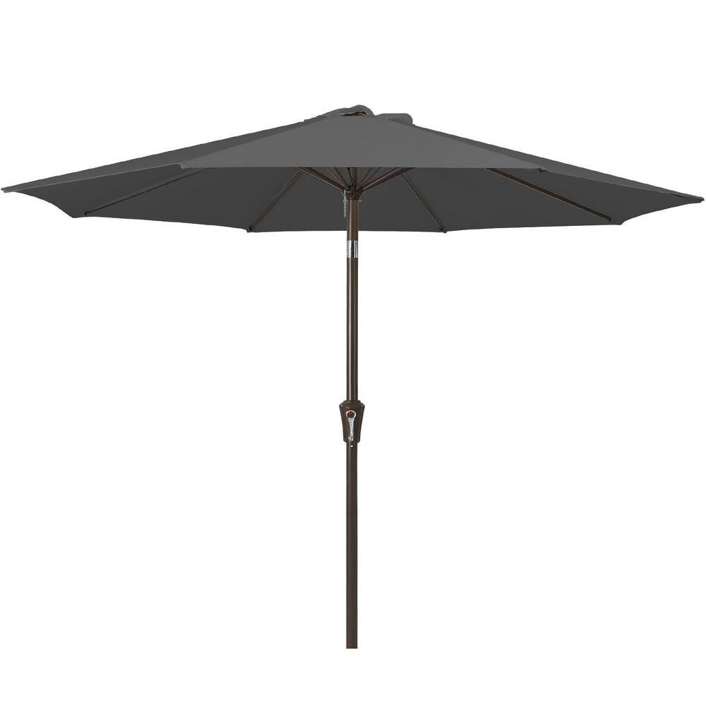 Air Vented 9 ft. Alloy Steel Market Solar Tilt Half Patio Umbrella in Dark 