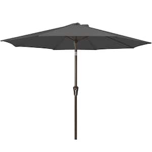 Air Vented 9 ft. Alloy Steel Market Solar Tilt Half Patio Umbrella in Dark Gray