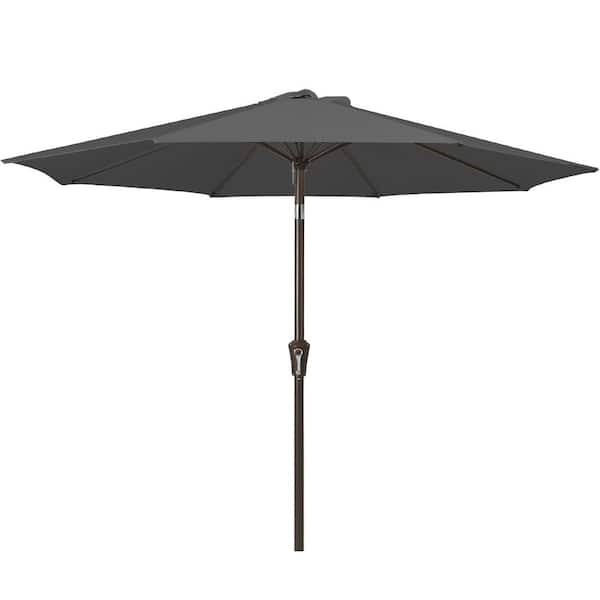 Unbranded Air Vented 9 ft. Alloy Steel Market Solar Tilt Half Patio Umbrella in Dark Gray
