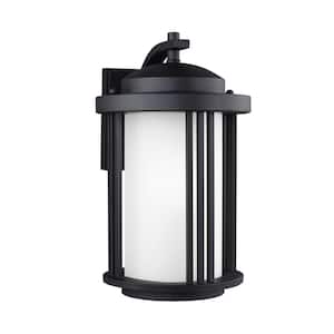 Crowell 1-Light Black Outdoor 14.875 in. Wall Lantern Sconce with LED Bulb