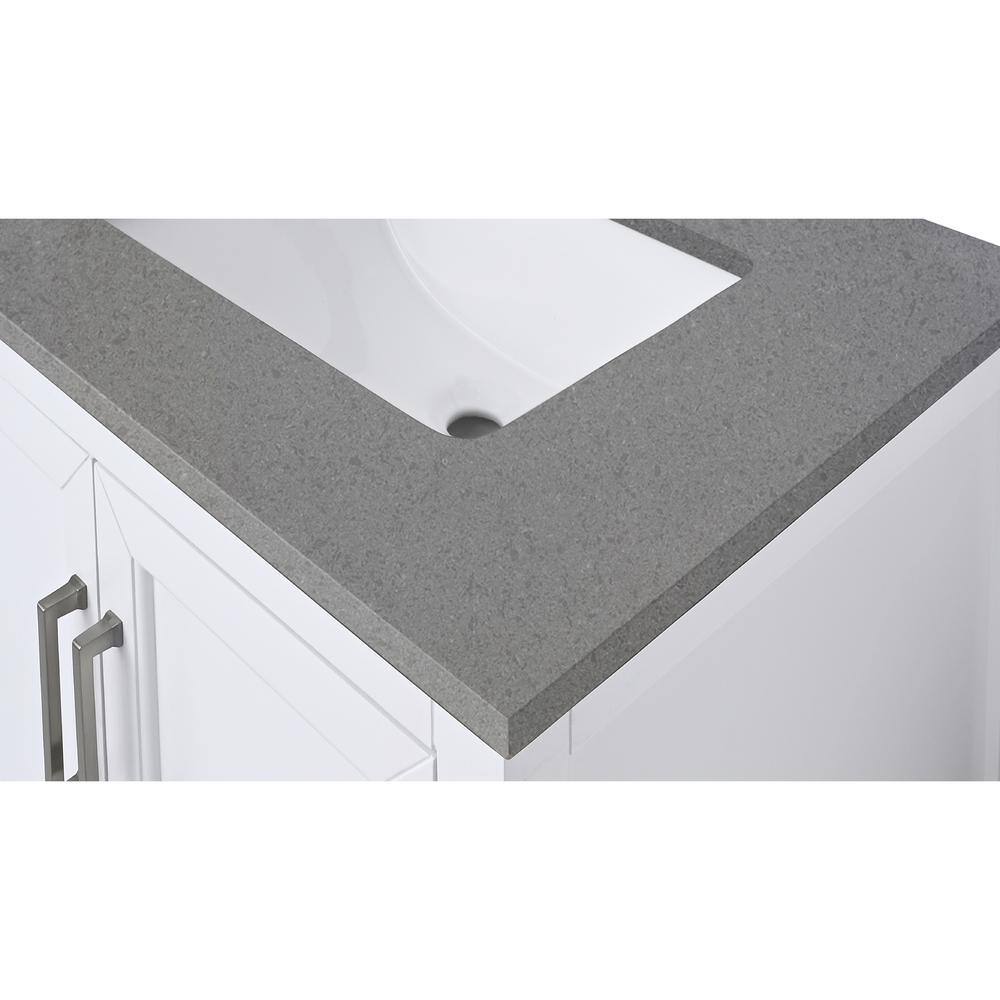 25'' Matte Gray Quartz Single Bathroom Vanity Top with Sink
