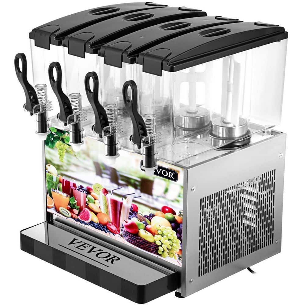 VEVOR Commercial Beverage Dispenser, 6.4 Gal, 12L 2 Tanks Ice Tea Drink  Machine, 280W 304 Stainless Steel Juice Dispenser with 41℉-53.6℉ Thermostat