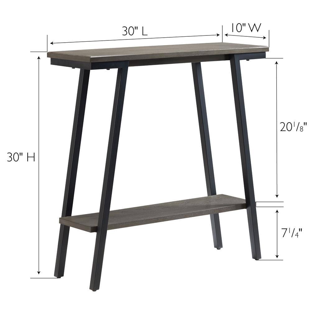 Gray Wood and Metal Console Table with Storage Shelf