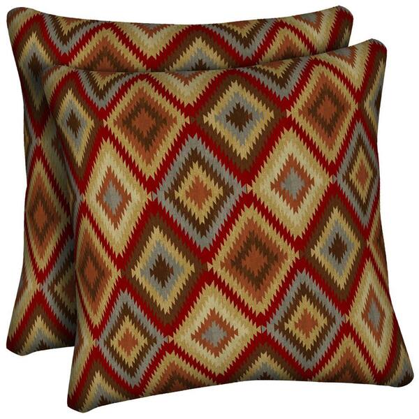 Hampton Bay Rustic Diamond Outdoor Throw Pillow (2-Pack)