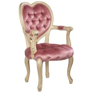 26 in. Sweetheart Victorian Antique White Velvet Heart-Backed Arm Chair