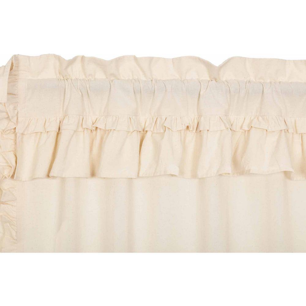 Natural Cotton Ruffled Tier Curtains with Rod Pocket, 36x36