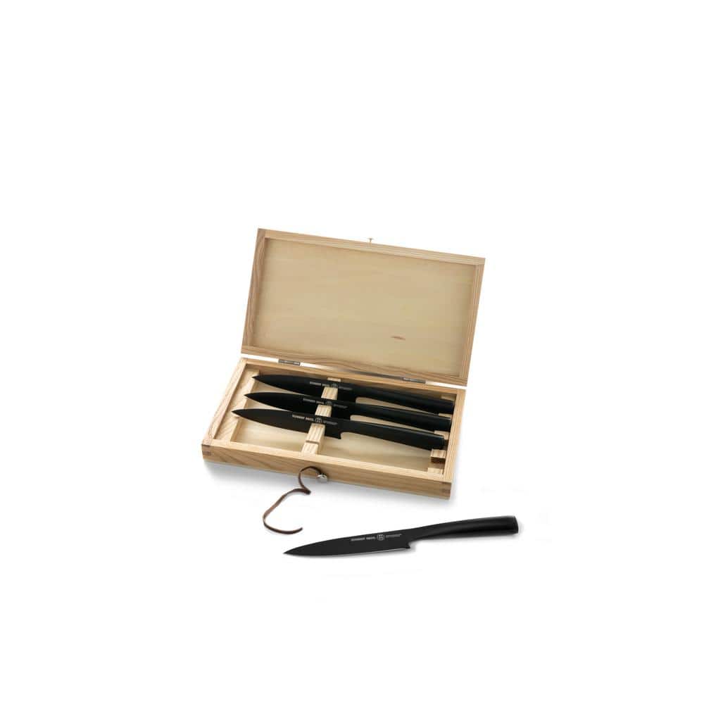 SCHMIDT BROTHERS CUTLERY Jet Black 5 in. Stainless Steel Full Tang