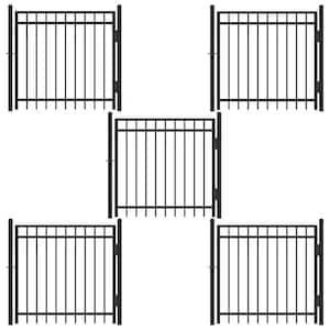 4 ft. x 4 ft. Flat Top Anti-Rust Metal Fence Gate, Decorative Garden Gate (Pack of 5)