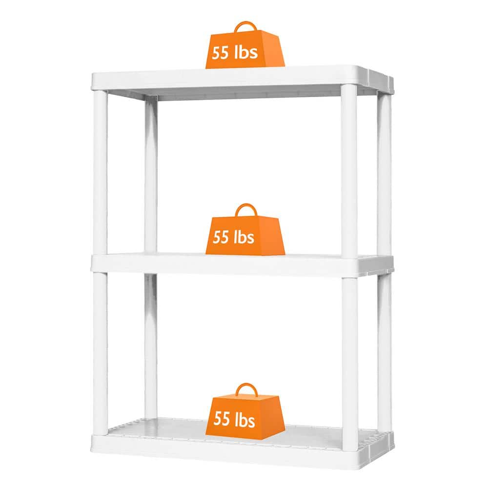White 3-Shelf Lightweight Plastic Storage Unit