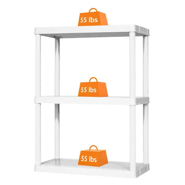 Gracious Living 3 Shelf Fixed Height Solid Light Duty Home Storage Unit White