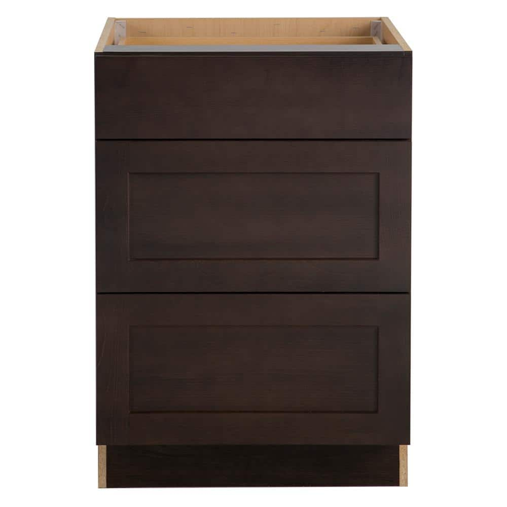 Hampton Bay Edson Shaker Assembled 24x34.5x24.5 in. Base Cabinet with 3 ...