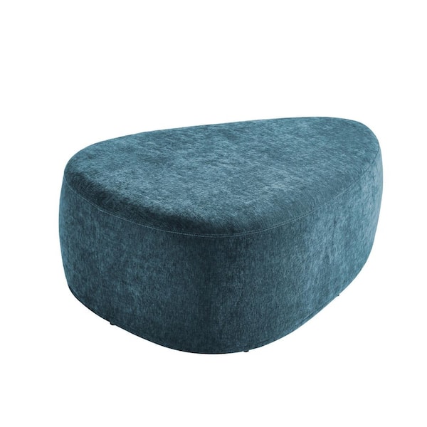 44 in. Wide Modern Blue Cheese Block Design Cotton Home Triangle Cocktail Ottoman(Set of 1)