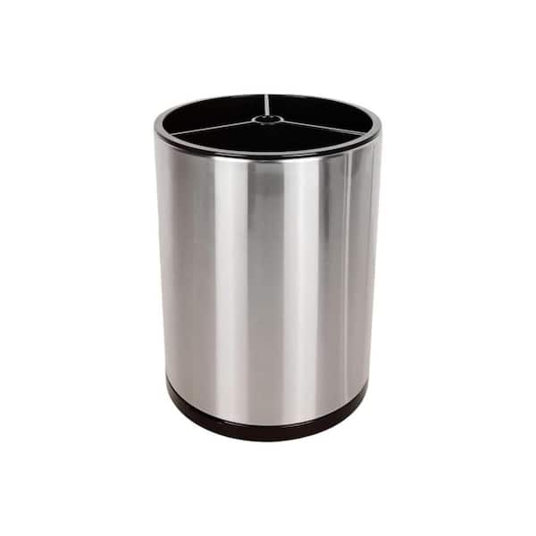 Silvery Stainless Steel Kitchen Utensil Holder with 360° Rotating Removable 3 Compartment Organizer Base